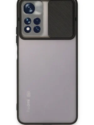 Newface Xiaomi Redmi Note 11 Pro Plus 5G Kılıf Palm Buzlu Kamera Sürgülü Silikon - Siyah