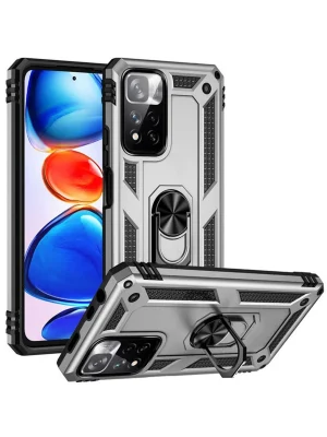 Newface Xiaomi Redmi Note 11 Pro Plus 5G Kılıf Sofya Yüzüklü Silikon Kapak - Gümüş