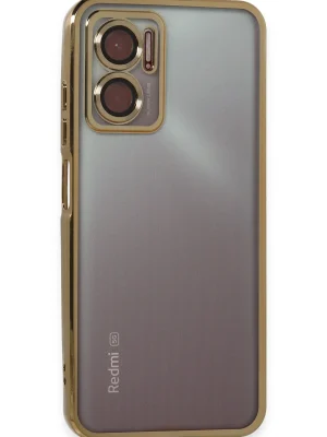 Newface Xiaomi Redmi Note 11E Kılıf Razer Lensli Silikon - Gold