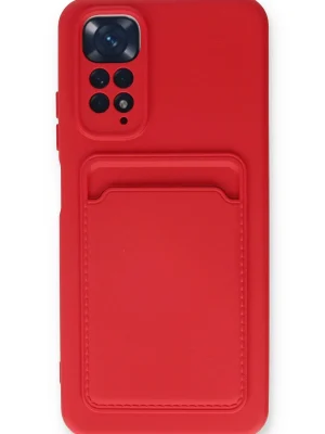 Newface Xiaomi Redmi Note 11S Kılıf Kelvin Kartvizitli Silikon - Kırmızı