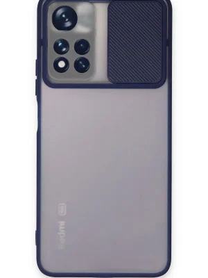 Newface Xiaomi Redmi Note 11T Kılıf Palm Buzlu Kamera Sürgülü Silikon - Lacivert