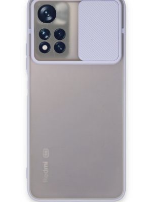 Newface Xiaomi Redmi Note 11T Kılıf Palm Buzlu Kamera Sürgülü Silikon - Lila