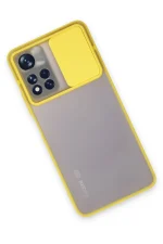 Newface Xiaomi Redmi Note 11T Kılıf Palm Buzlu Kamera Sürgülü Silikon - Sarı - Görsel 3