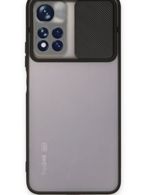 Newface Xiaomi Poco M4 Pro 5G Kılıf Palm Buzlu Kamera Sürgülü Silikon - Siyah