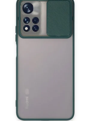 Newface Xiaomi Redmi Note 11T Kılıf Palm Buzlu Kamera Sürgülü Silikon - Yeşil
