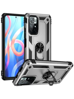 Newface Xiaomi Redmi Note 11T Kılıf Sofya Yüzüklü Silikon Kapak - Gümüş