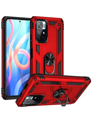 Newface Xiaomi Redmi Note 11T Kılıf Sofya Yüzüklü Silikon Kapak - Kırmızı