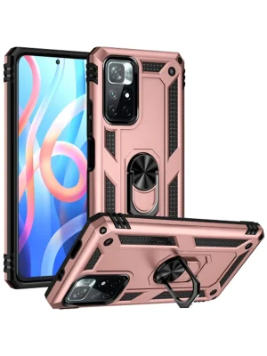 Newface Xiaomi Redmi Note 11T Kılıf Sofya Yüzüklü Silikon Kapak - Rose