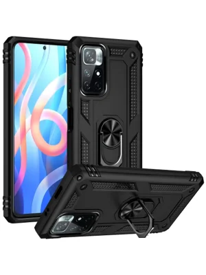 Newface Xiaomi Redmi Note 11T Kılıf Sofya Yüzüklü Silikon Kapak - Siyah