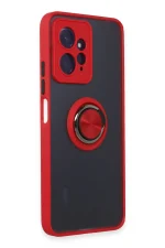 Newface Xiaomi Redmi Note 12 4G Kılıf Montreal Yüzüklü Silikon Kapak - Kırmızı - Görsel 2