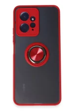 Newface Xiaomi Redmi Note 12 4G Kılıf Montreal Yüzüklü Silikon Kapak - Kırmızı