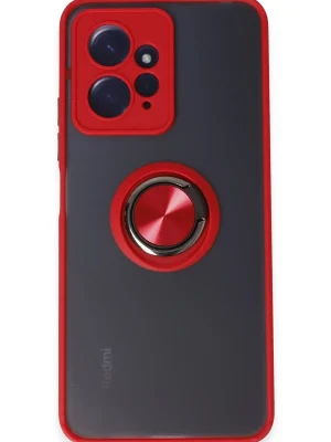 Newface Xiaomi Redmi Note 12 4G Kılıf Montreal Yüzüklü Silikon Kapak - Kırmızı