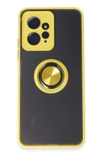 Newface Xiaomi Redmi Note 12 4G Kılıf Montreal Yüzüklü Silikon Kapak - Sarı