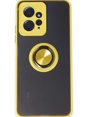 Newface Xiaomi Redmi Note 12 4G Kılıf Montreal Yüzüklü Silikon Kapak - Sarı