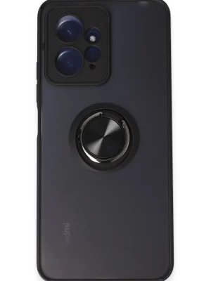 Newface Xiaomi Redmi Note 12 4G Kılıf Montreal Yüzüklü Silikon Kapak - Siyah