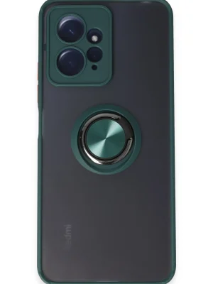 Newface Xiaomi Redmi Note 12 4G Kılıf Montreal Yüzüklü Silikon Kapak - Yeşil