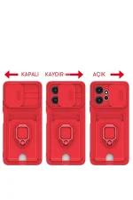 Newface Xiaomi Redmi Note 12 4G Kılıf Zuma Kartvizitli Yüzüklü Silikon - Kırmızı - Görsel 6