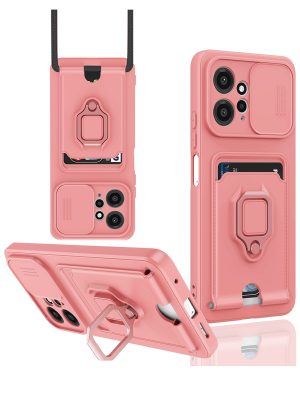 Newface Xiaomi Redmi Note 12 4G Kılıf Zuma Kartvizitli Yüzüklü Silikon - Pembe