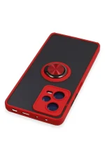 Newface Xiaomi Redmi Note 12 5G Kılıf Montreal Yüzüklü Silikon Kapak - Kırmızı - Görsel 4