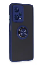 Newface Xiaomi Redmi Note 12 5G Kılıf Montreal Yüzüklü Silikon Kapak - Lacivert - Görsel 2