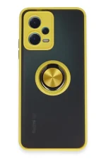Newface Xiaomi Redmi Note 12 5G Kılıf Montreal Yüzüklü Silikon Kapak - Sarı