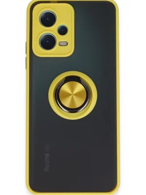 Newface Xiaomi Redmi Note 12 5G Kılıf Montreal Yüzüklü Silikon Kapak - Sarı