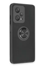 Newface Xiaomi Redmi Note 12 5G Kılıf Montreal Yüzüklü Silikon Kapak - Siyah - Görsel 2