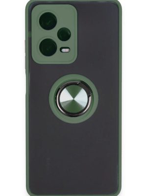 Newface Xiaomi Redmi Note 12 5G Kılıf Montreal Yüzüklü Silikon Kapak - Yeşil