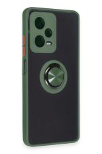 Newface Xiaomi Redmi Note 12 5G Kılıf Montreal Yüzüklü Silikon Kapak - Yeşil - Görsel 2