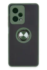 Newface Xiaomi Redmi Note 12 5G Kılıf Montreal Yüzüklü Silikon Kapak - Yeşil
