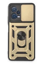 Newface Xiaomi Redmi Note 12 5G Kılıf Pars Lens Yüzüklü Silikon - Gold