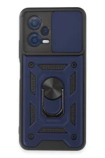 Newface Xiaomi Redmi Note 12 5G Kılıf Pars Lens Yüzüklü Silikon - Lacivert