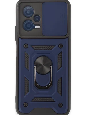 Newface Xiaomi Redmi Note 12 5G Kılıf Pars Lens Yüzüklü Silikon - Lacivert