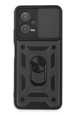 Newface Xiaomi Redmi Note 12 5G Kılıf Pars Lens Yüzüklü Silikon - Siyah