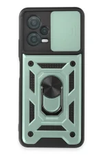 Newface Xiaomi Redmi Note 12 5G Kılıf Pars Lens Yüzüklü Silikon - Yeşil