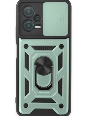 Newface Xiaomi Redmi Note 12 5G Kılıf Pars Lens Yüzüklü Silikon - Yeşil