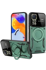 Newface Xiaomi Redmi Note 12 Pro 4G Kılıf Joy Lens Standlı Kapak - Koyu Yeşil