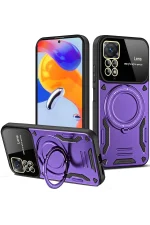 Newface Xiaomi Redmi Note 12 Pro 4G Kılıf Joy Lens Standlı Kapak - Mor