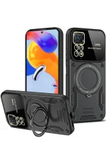 Newface Xiaomi Redmi Note 12 Pro 4G Kılıf Joy Lens Standlı Kapak - Siyah