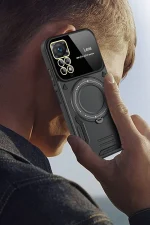 Newface Xiaomi Redmi Note 12 Pro 4G Kılıf Joy Lens Standlı Kapak - Siyah - Görsel 3