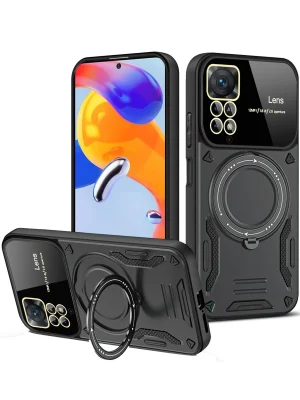 Newface Xiaomi Redmi Note 12 Pro 4G Kılıf Joy Lens Standlı Kapak - Siyah