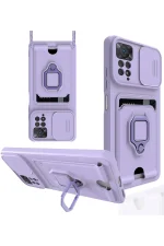 Newface Xiaomi Redmi Note 12 Pro 4G Kılıf Zuma Kartvizitli Yüzüklü Silikon - Lila