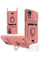 Newface Xiaomi Redmi Note 12 Pro 4G Kılıf Zuma Kartvizitli Yüzüklü Silikon - Pembe