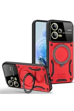 Newface Xiaomi Redmi Note 12 Pro 5G Kılıf Joy Lens Standlı Kapak - Kırmızı