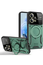 Newface Xiaomi Redmi Note 12 Pro 5G Kılıf Joy Lens Standlı Kapak - Koyu Yeşil