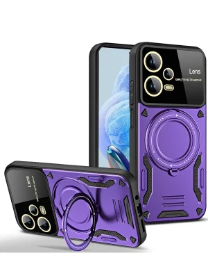 Newface Xiaomi Redmi Note 12 Pro 5G Kılıf Joy Lens Standlı Kapak - Mor