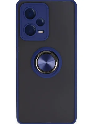 Newface Xiaomi Redmi Note 12 Pro 5G Kılıf Montreal Yüzüklü Silikon Kapak - Lacivert