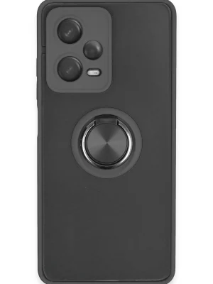 Newface Xiaomi Redmi Note 12 Pro 5G Kılıf Montreal Yüzüklü Silikon Kapak - Siyah