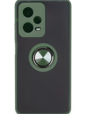 Newface Xiaomi Redmi Note 12 Pro 5G Kılıf Montreal Yüzüklü Silikon Kapak - Yeşil