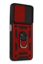 Newface Xiaomi Redmi Note 12S Kılıf Pars Lens Yüzüklü Silikon - Kırmızı - Görsel 2